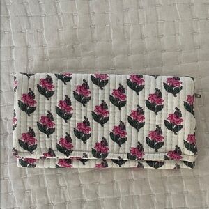 Floral Quilted Clutch - Pink and Green